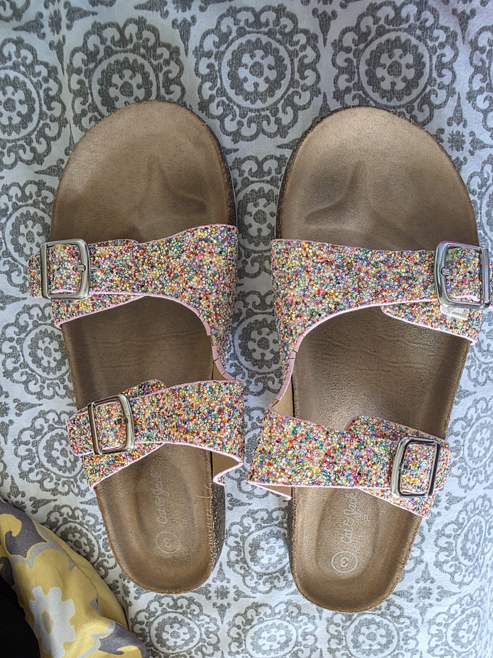 Cat & Jack Pink Multicolor Glitter Double-Buckle Sandals for Kids